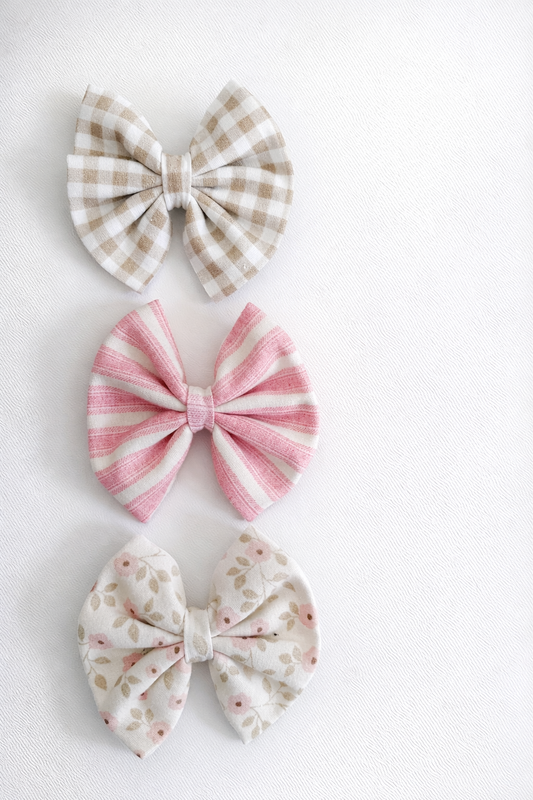 Gingham, Pink Stripes, Ditsy Floral Single Clips